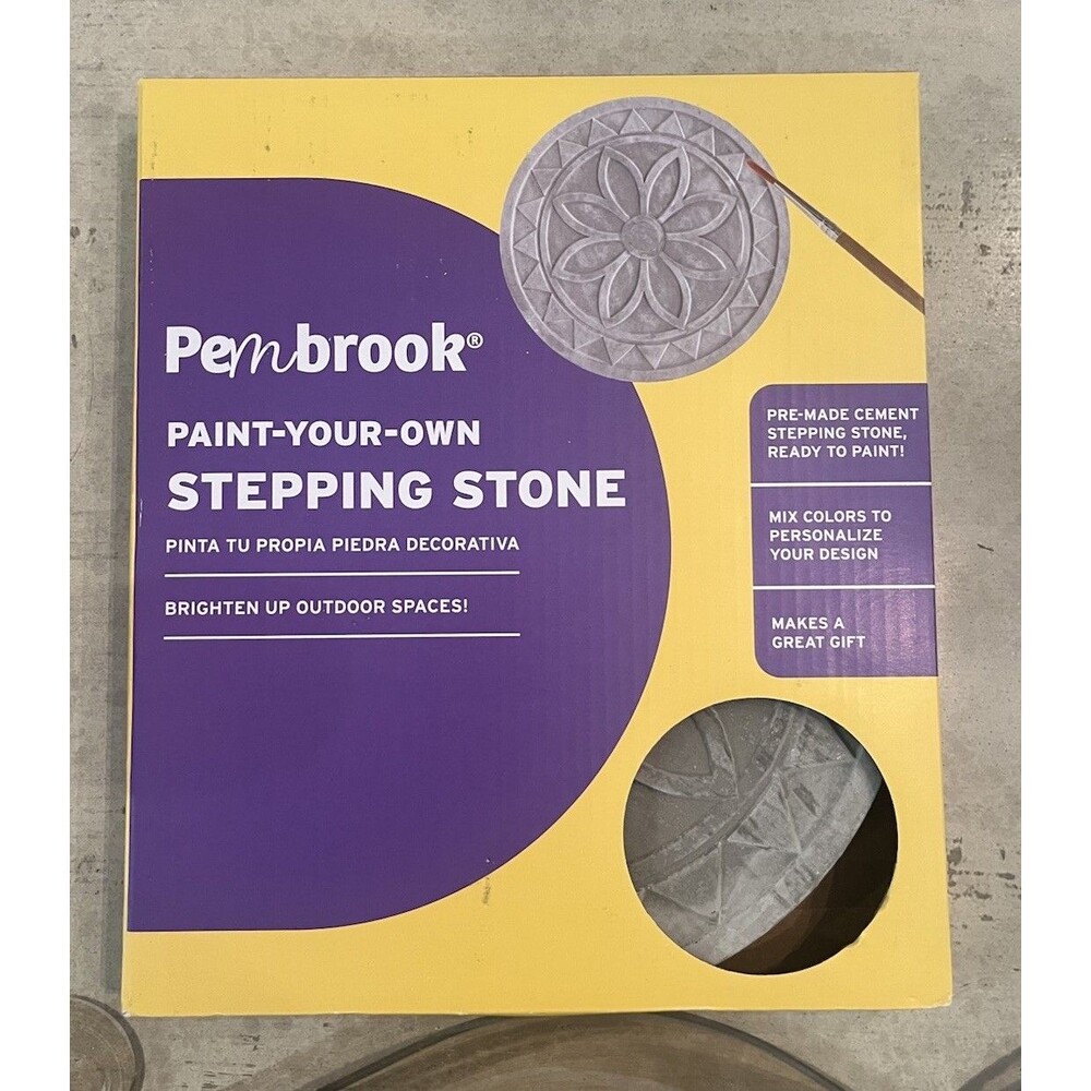 Pembrook Paint Your Own Floral Design Stepping Stone Kit New